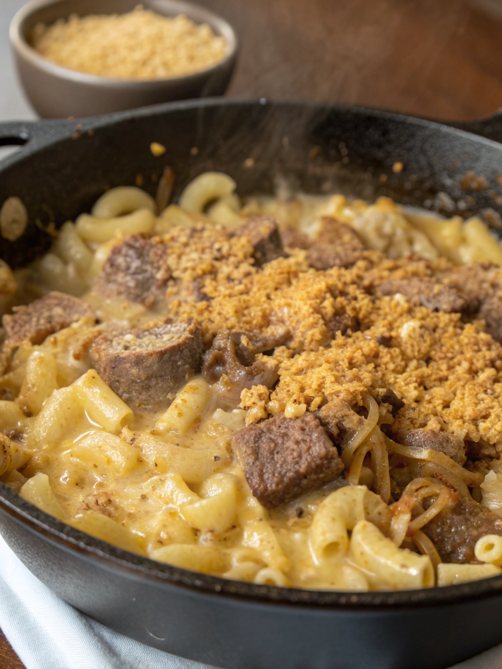 Creamy Philly Cheesesteak Mac & Cheese