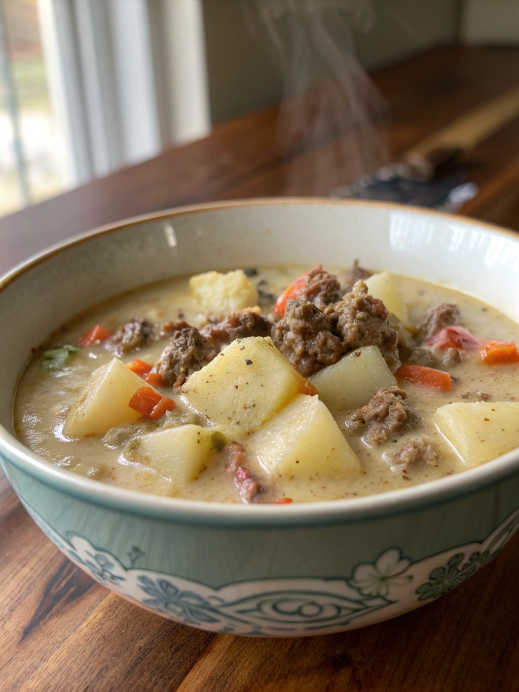 Crockpot Creamy Potato & Hamburger Soup