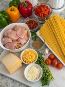 Spicy Southern Cheesy Chicken Spaghetti Casseroleingredients
