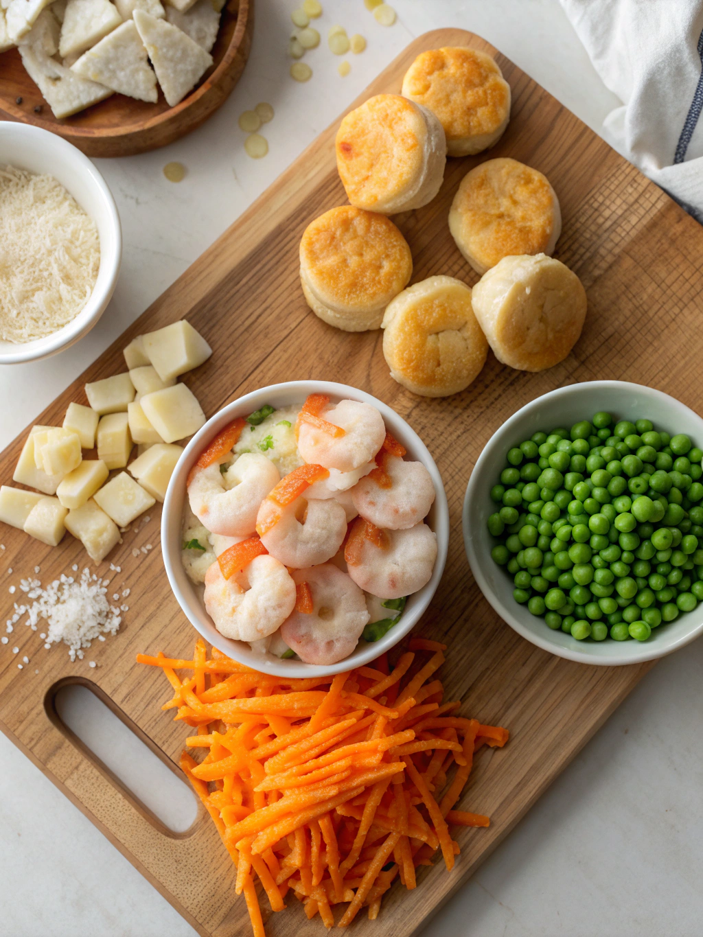 Ingredients for Cheddar Bay Biscuit Topped Seafood Pot Pie